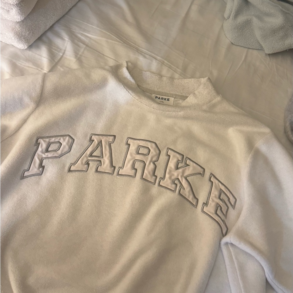 Parke Light Gray/White mock Neck Sweatshirt